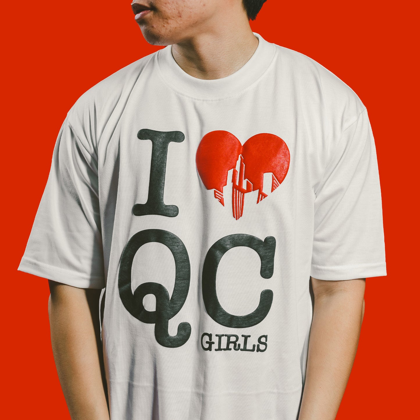 "QC GIRLS" TEE IN WHITE