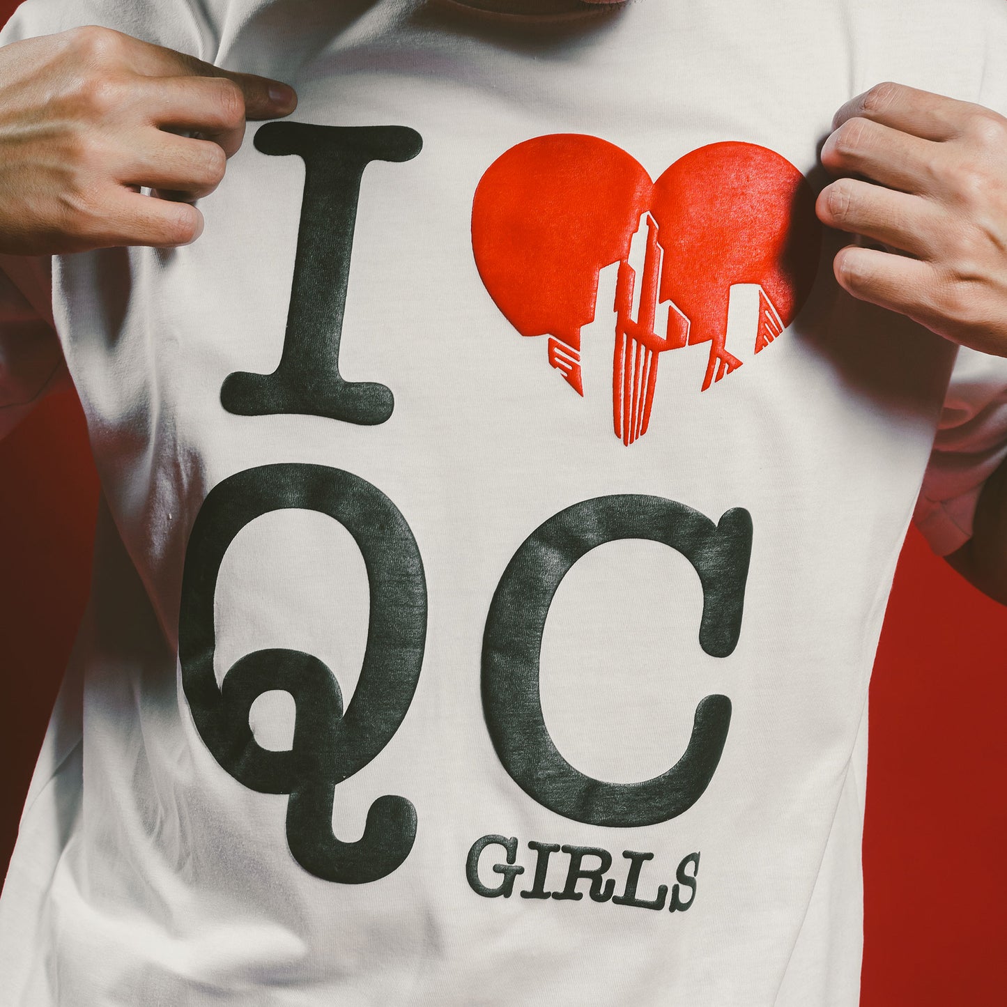 "QC GIRLS" TEE IN WHITE